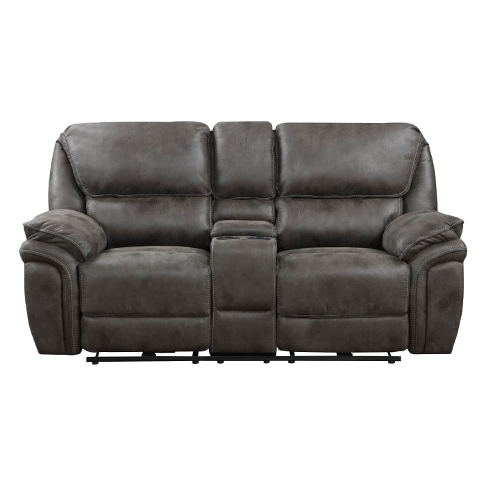 8517GRY-2PW - Power Double Reclining Love Seat with Center Console