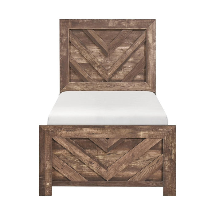 Corbin 4 & 5 Piece Twin Bed Set Oak